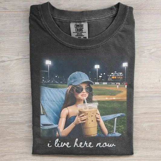 Funny I Live Here Now Baseball T-shirt