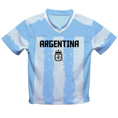 Lionel Messi Argentina National Team Vive La Fete Toddler Painted Stripes Football Jersey - Light Blue