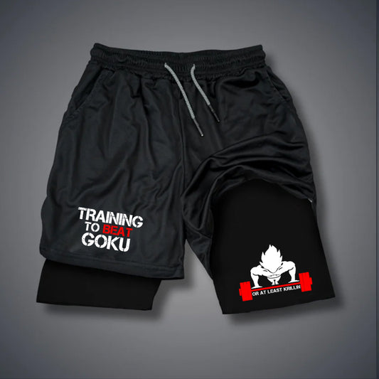 Men's Anime Goku Print Gym Shorts