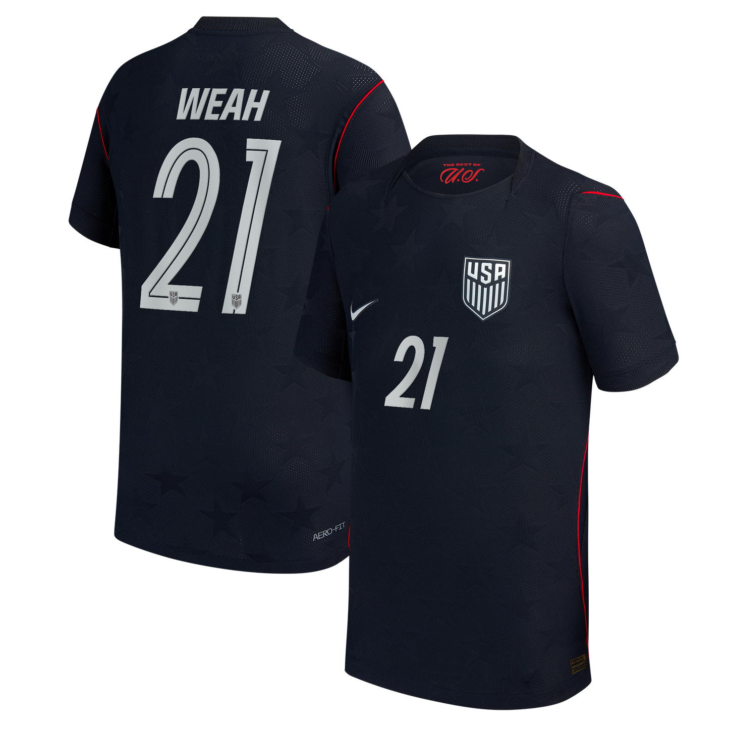 Timothy Weah USMNT Youth 2026 Away Match Jersey - Blue