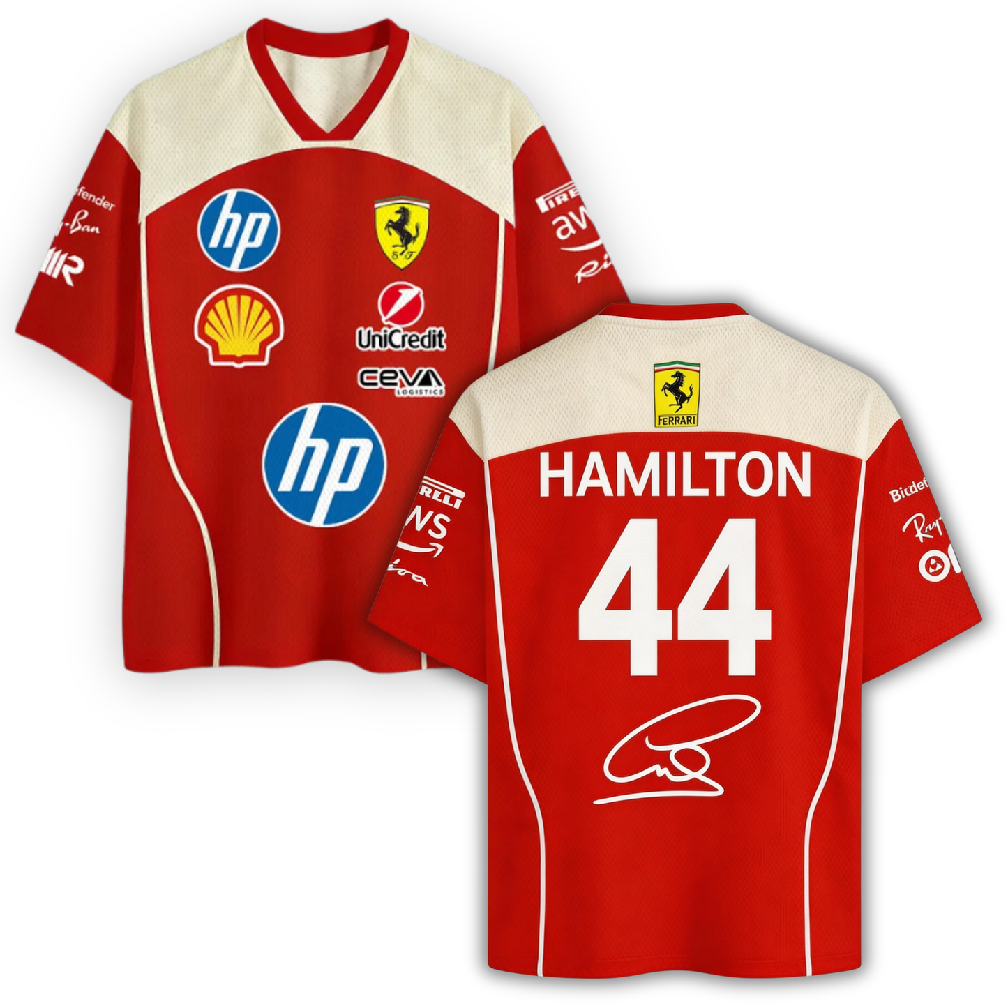 Ferrari F1 Lewis Hamilton 44 Signed Autograph Mesh Jersey