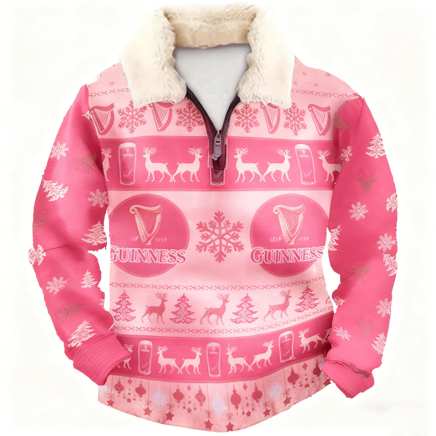 Topprinttees®Christmas 1/4 Zip Stand Fleece Collar Thick Sweatshirt dd63