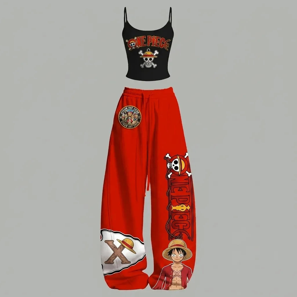 One Piece Top&Elasticated Trousers Two-Piece Set