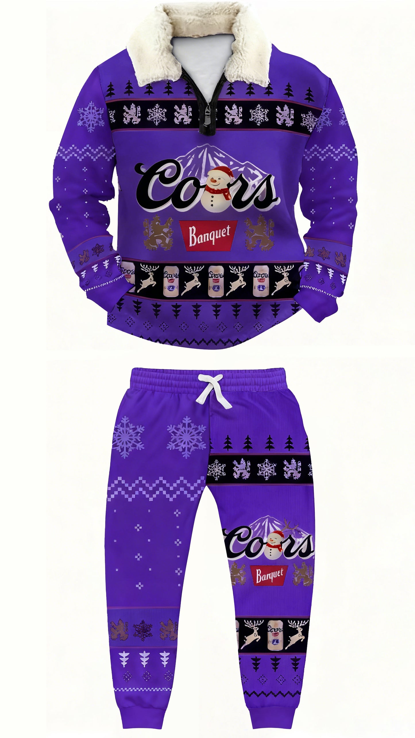 Topprinttees®Christmas 1/4 Zip Stand Fleece Collar Thick Sweatshirt & Sweatpant af1f 383f