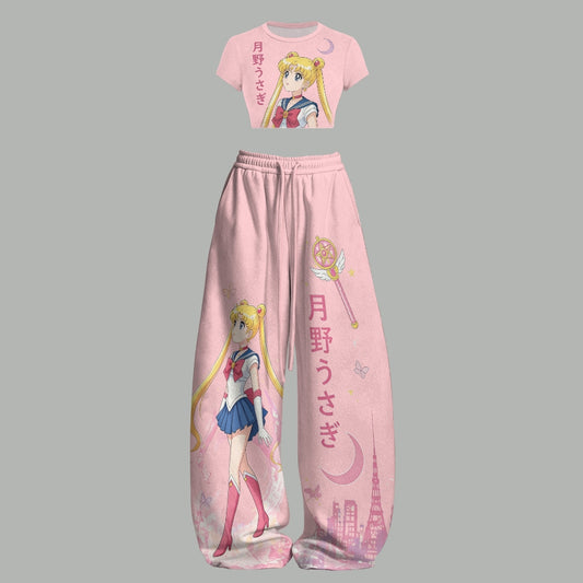 Sailor Moon Women T-Shirt  & Elasticated Trousers Two-Piece Set