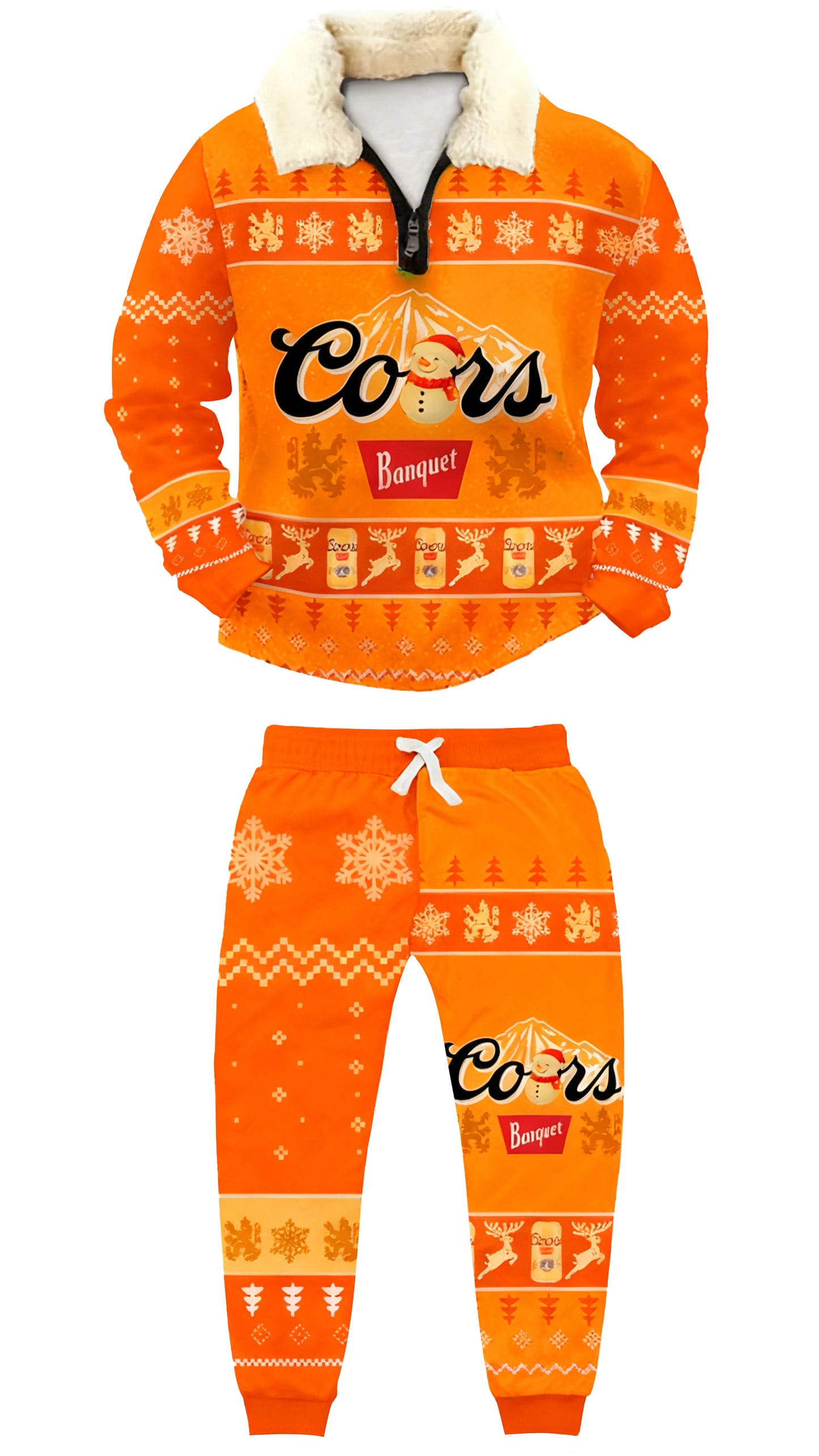 Topprinttees®Christmas 1/4 Zip Stand Fleece Collar Thick Sweatshirt & Sweatpant af1f 383f