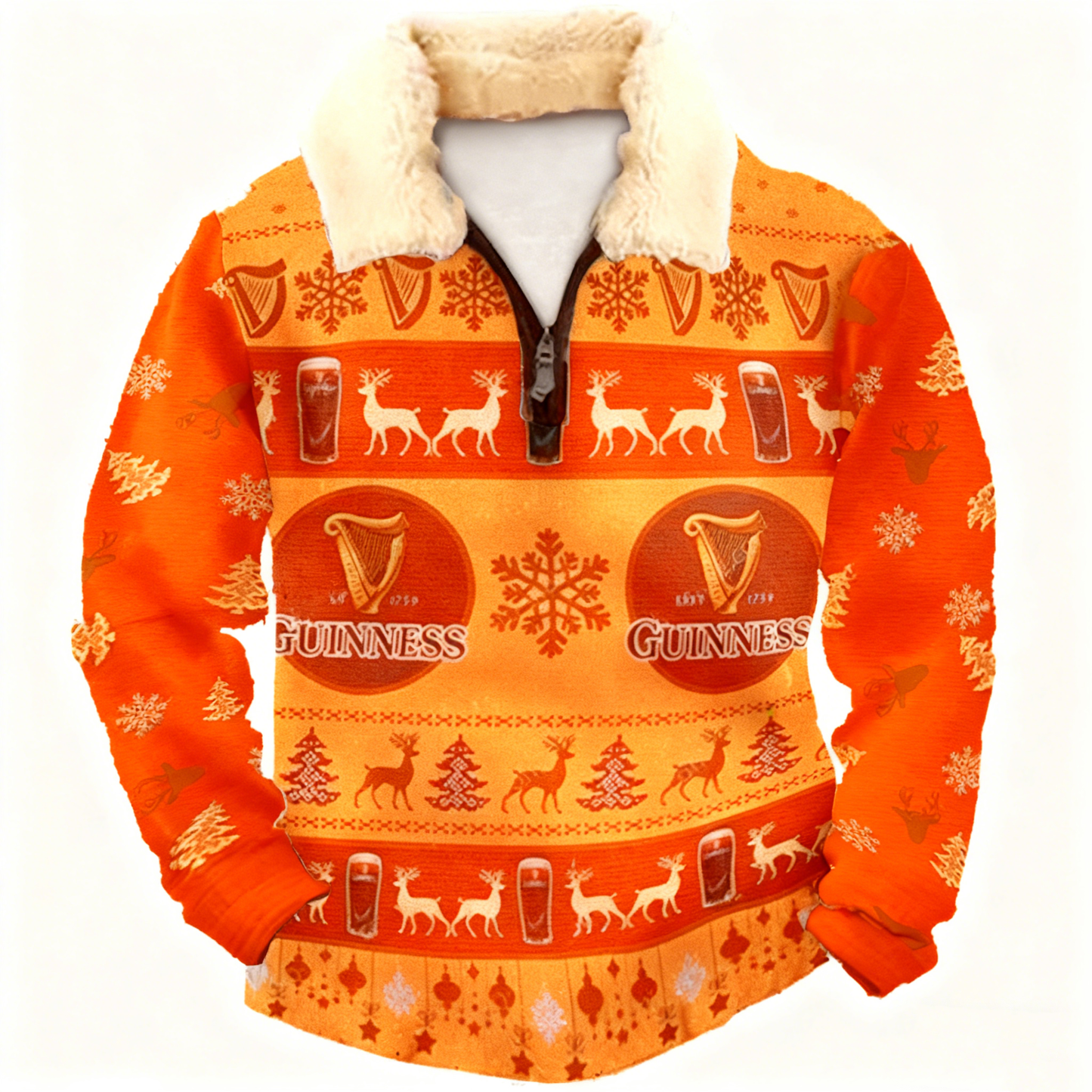Topprinttees®Christmas 1/4 Zip Stand Fleece Collar Thick Sweatshirt dd63