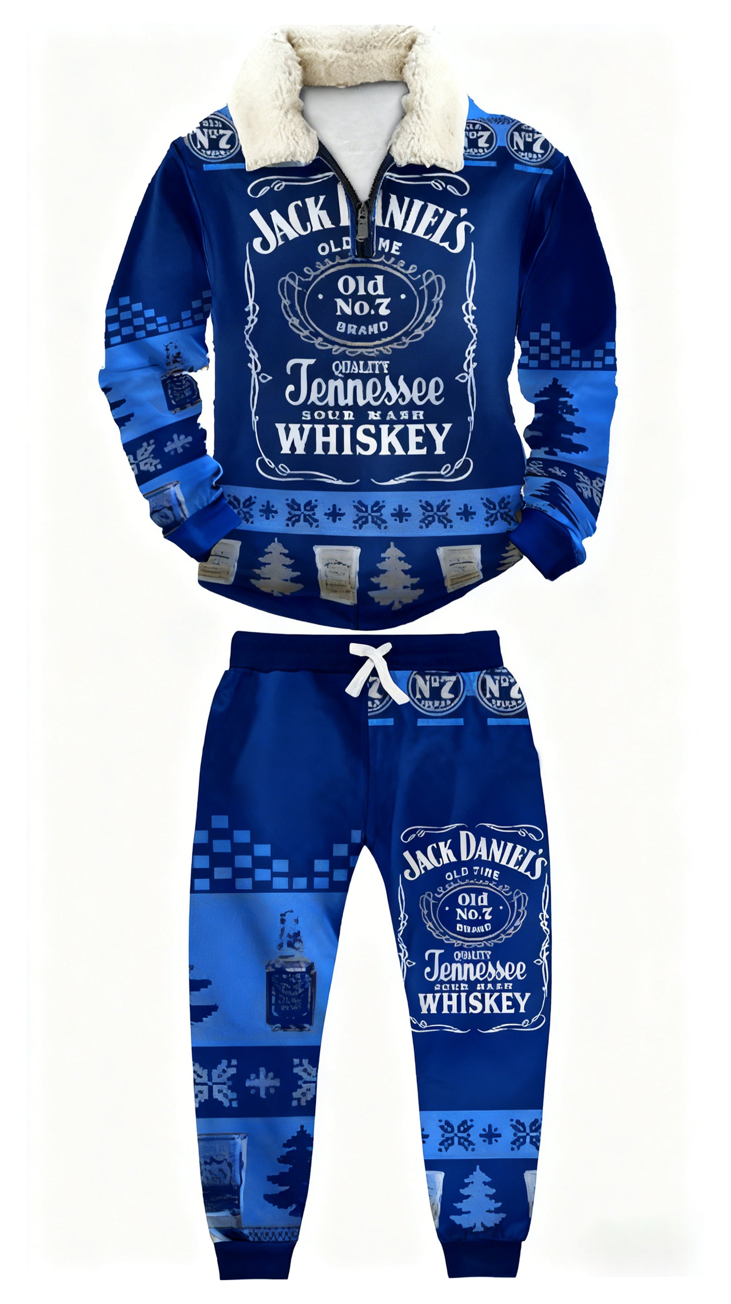 Topprinttees®Christmas 1/4 Zip Stand Fleece Collar Thick Sweatshirt & Sweatpant Set a42b