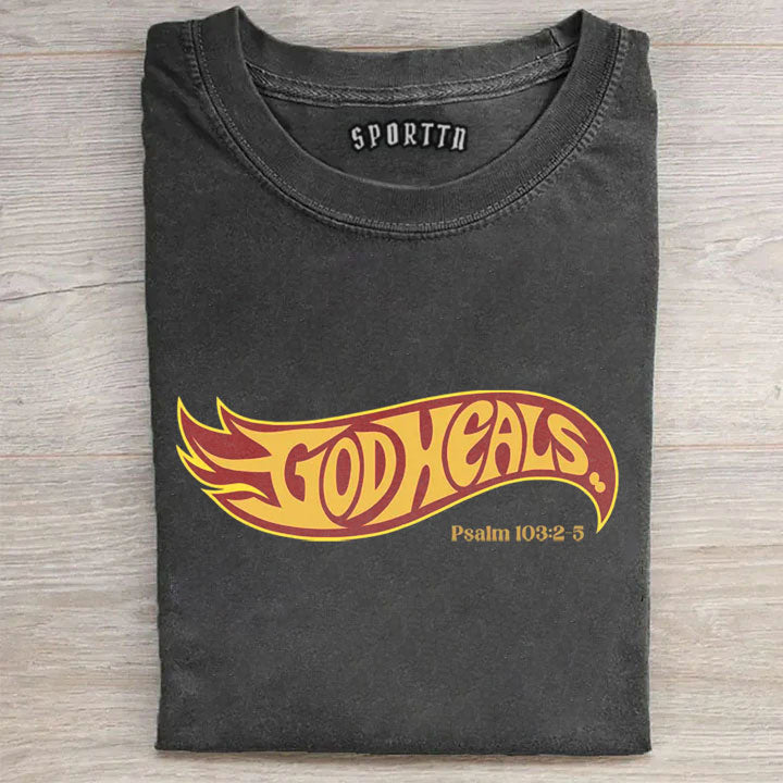 God Heals Christian Washed T-Shirt