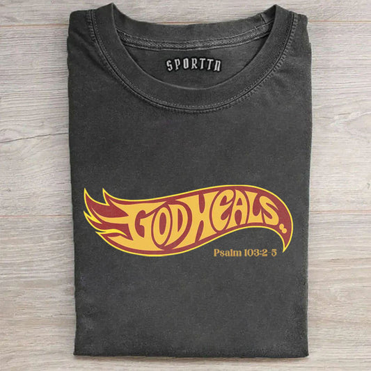 God Heals Christian Washed T-Shirt