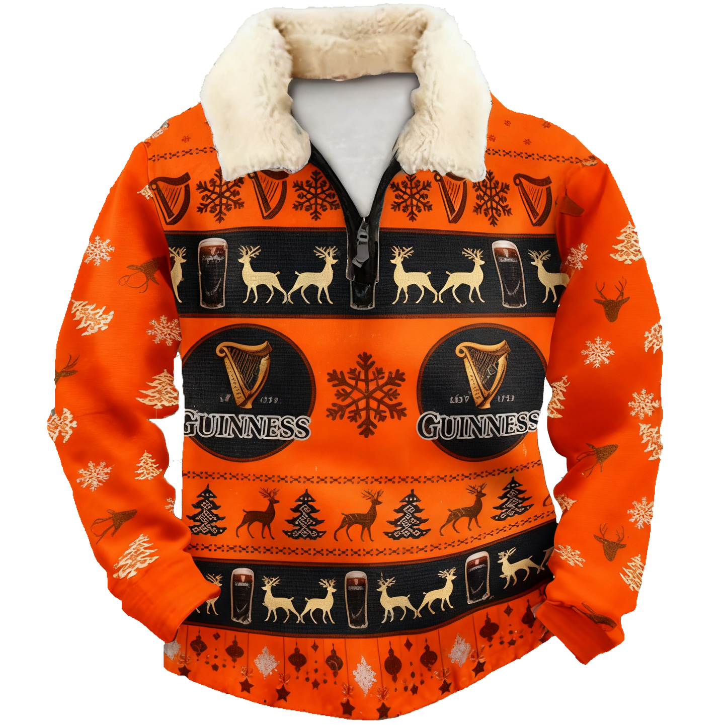 Topprinttees®Christmas 1/4 Zip Stand Fleece Collar Thick Sweatshirt dd63