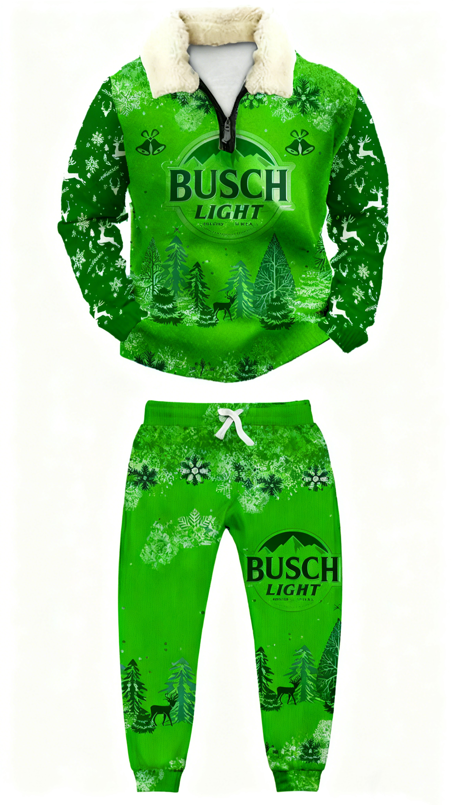 Topprinttees®Christmas 1/4 Zip Stand Fleece Collar Thick Sweatshirt & Sweatpant f9da