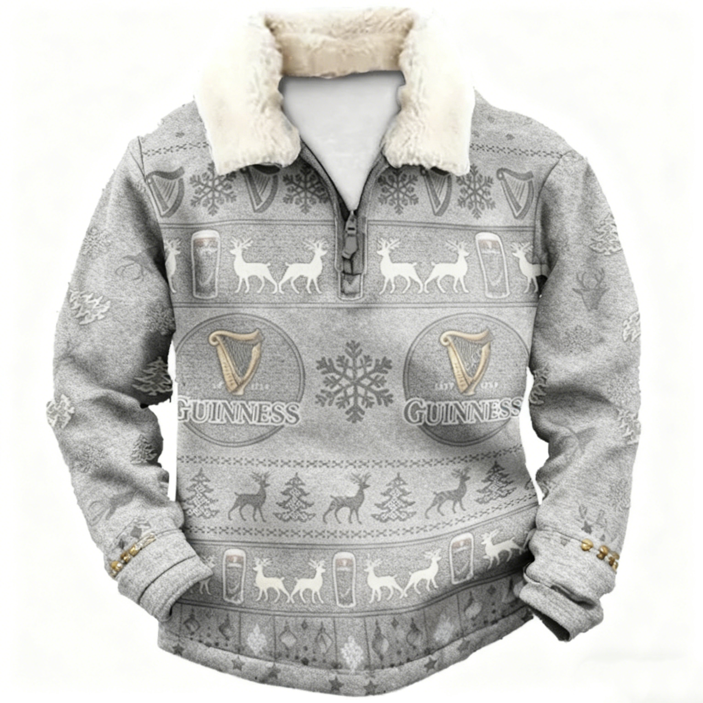 Topprinttees®Christmas 1/4 Zip Stand Fleece Collar Thick Sweatshirt dd63