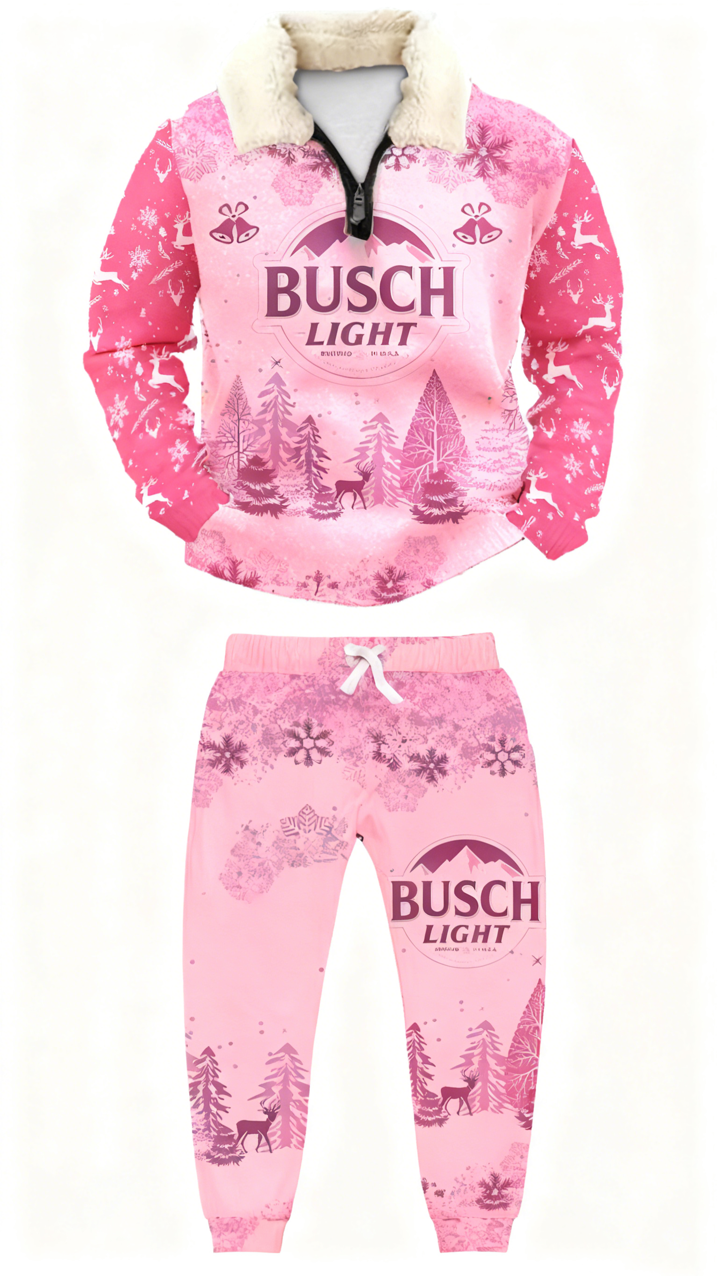 Topprinttees®Christmas 1/4 Zip Stand Fleece Collar Thick Sweatshirt & Sweatpant f9da