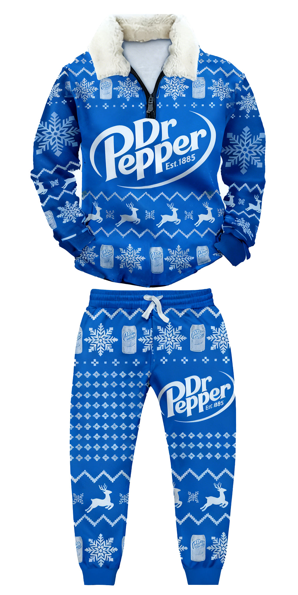 Topprinttees®Christmas 1/4 Zip Stand Fleece Collar Thick Sweatshirt & Sweatpant Set ad40