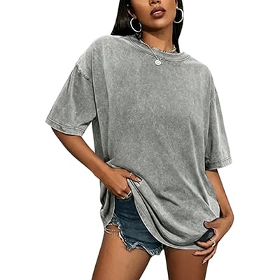 Women's Summer 100% Cotton T-Shirt: Sunshine Graphic,solid colors, Double Stitching, Breathable, Loose Fit, Casual Basic Tee for Daily Wear
