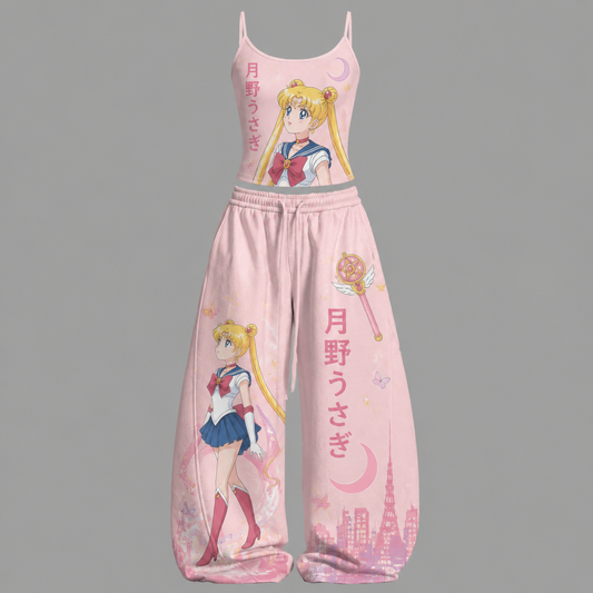 Sailor Moon Top & Elasticated Trousers Two-Piece Set