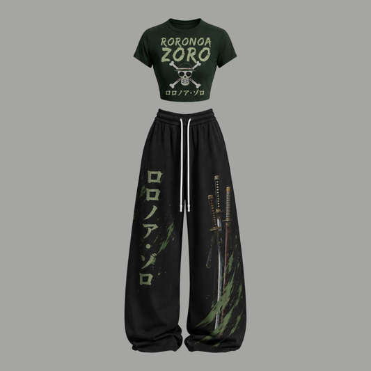 Animescollection One Piece Top & Elasticated Trousers Two-Piece Set
