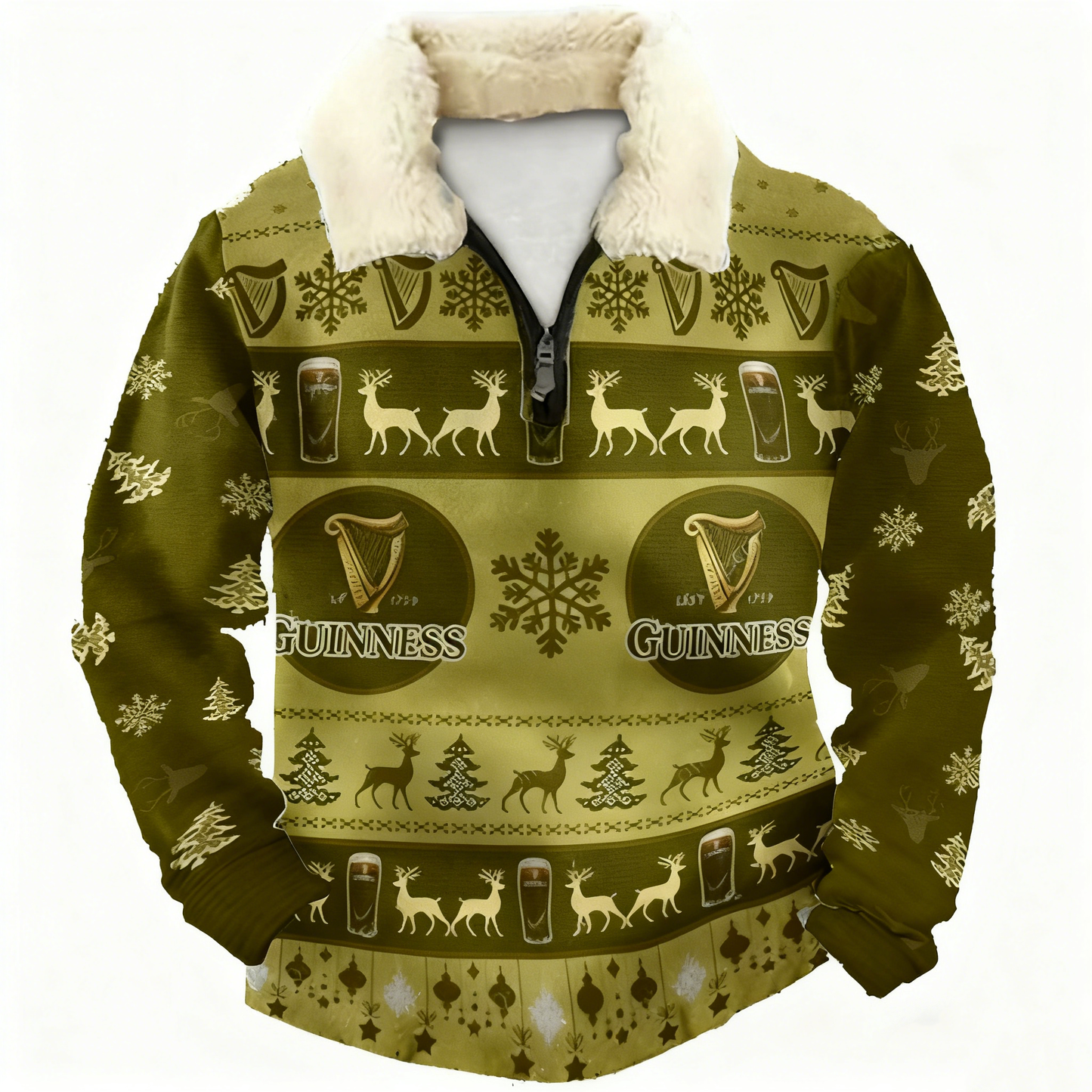 Topprinttees®Christmas 1/4 Zip Stand Fleece Collar Thick Sweatshirt dd63
